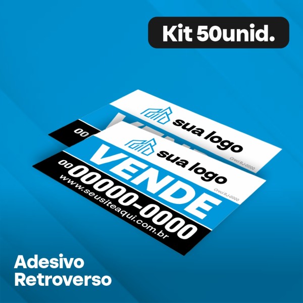 ADESIVO RETROVERSO VENDE OU ALUGA - KIT COM 50UNID