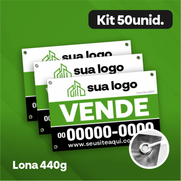 LONA VENDE OU ALUGA - KIT COM 50UNID